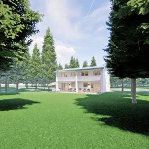 43x34 duplex and multi-family plans - exterior view
