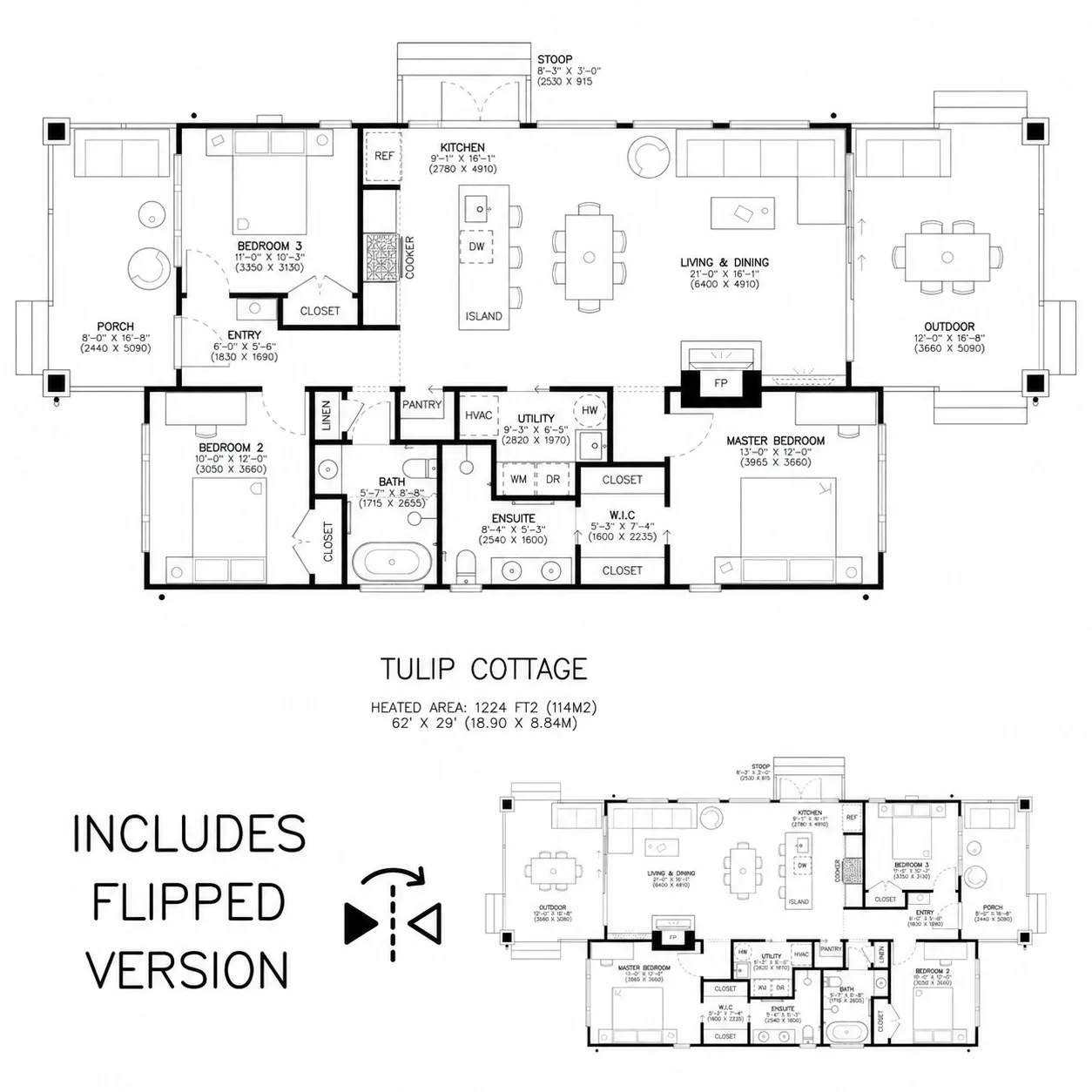 Tulip Cottage Craftsman Bungalow floor plan
