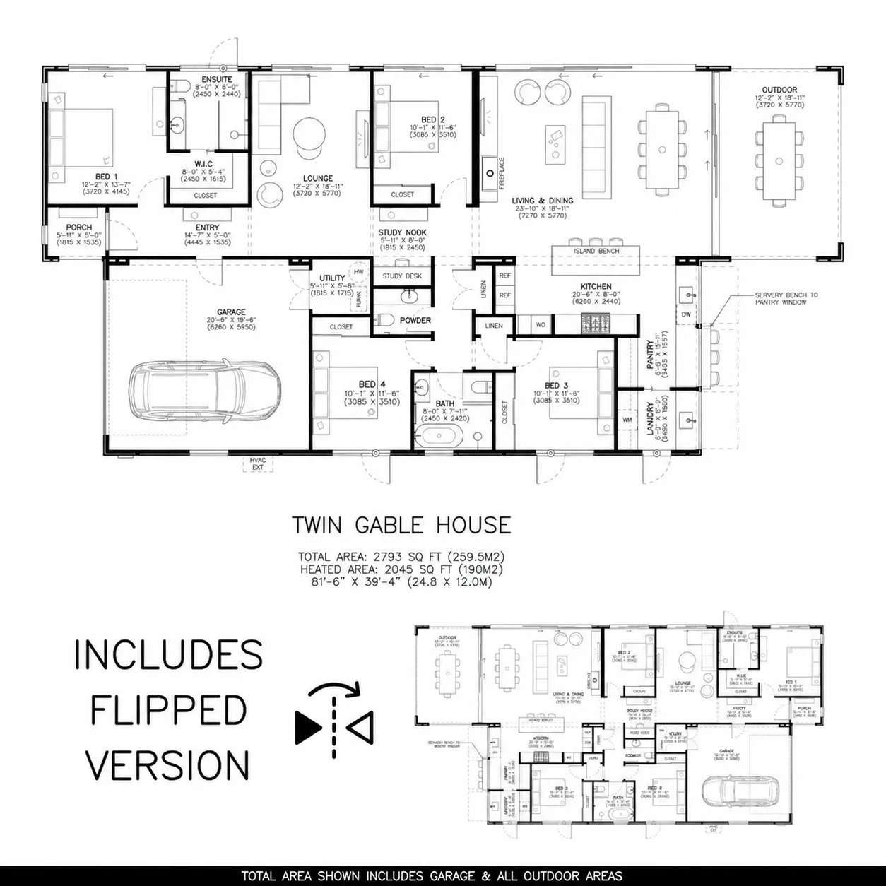 Twin Gable Modern Scandinavian Barn floor plan