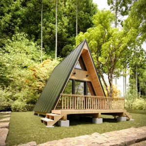 small a-frame cabin plans - exterior view