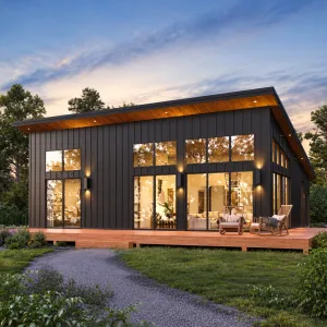 38x32 cabin plans - exterior view