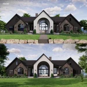 90x57 contemporary home plans - exterior view