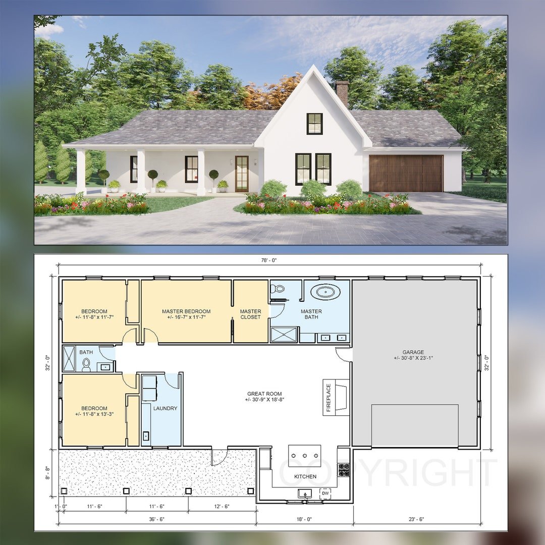Chestnut Springs Mid-Century Farmhouse floor plan