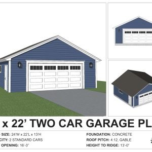 24x22 garage and adu plans - exterior view
