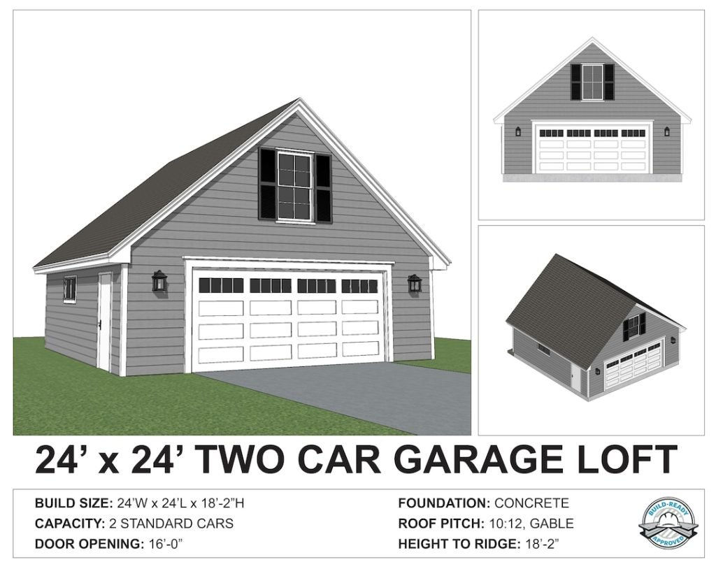 Detached Two-Car Garage with Loft, 24x24