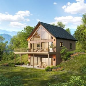 28x28 cabin plans - exterior view