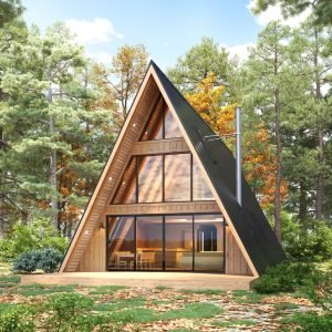 28x46 large a frame cabin plans - floor plan and elevation