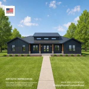 2636 sq ft 4 bedroom barndominium plans - floor plan and elevation